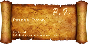 Petres Ivonn névjegykártya